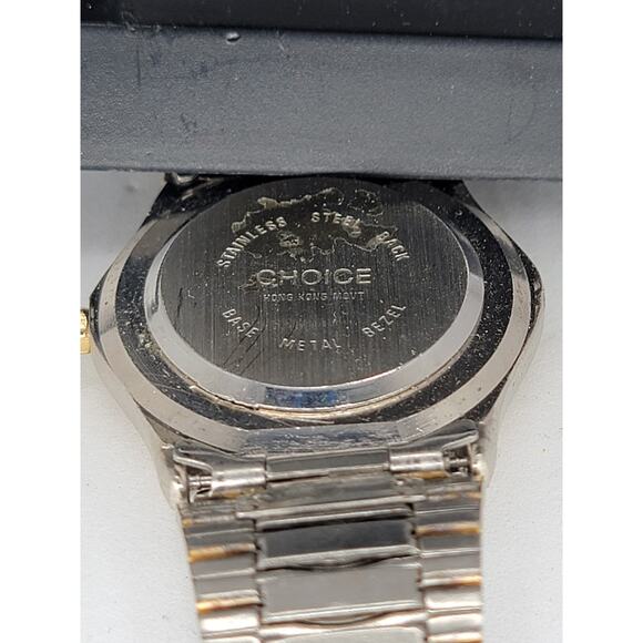 Vintage Mens Choice Watch Quartz Roman Numeral Hong Kong Movement Two Tone Watch - Picture 4 of 8